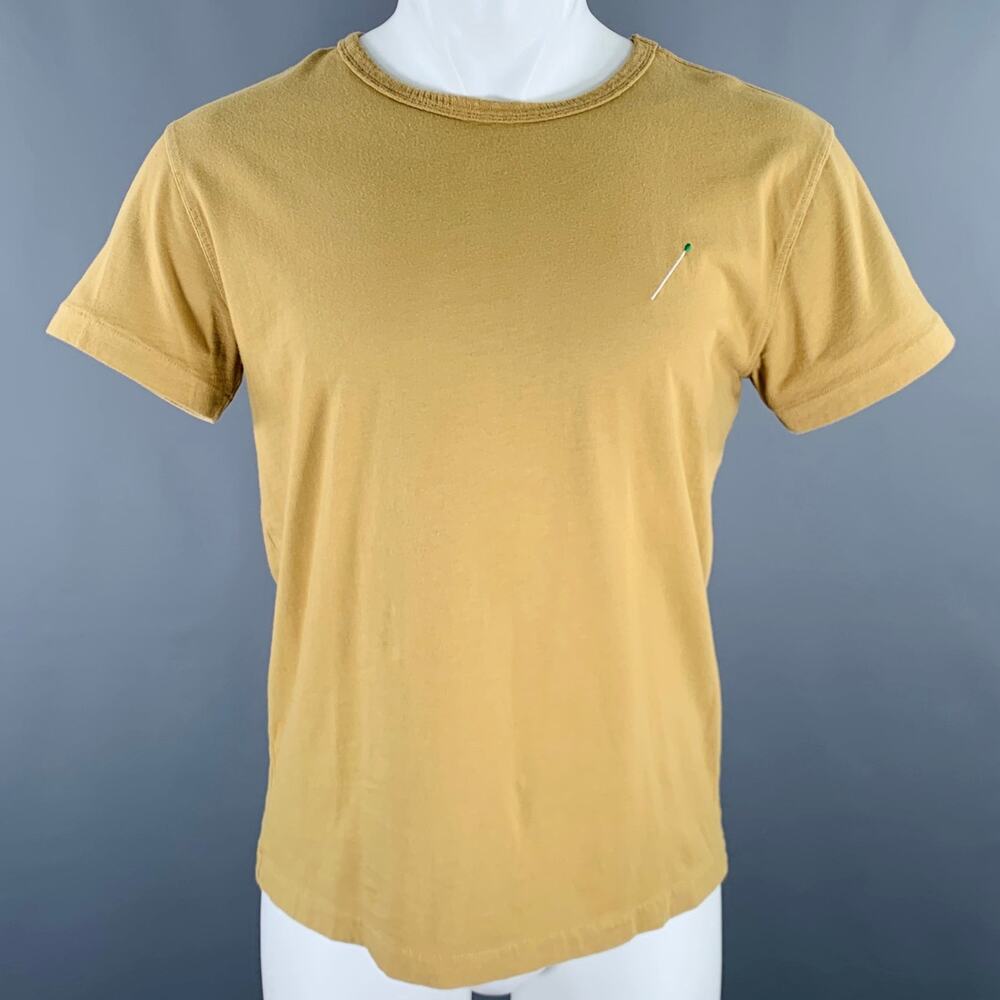 NICK FOUQUET Size S Khaki Matchstick Embroidery Cotton Short Sleeve T-shirt